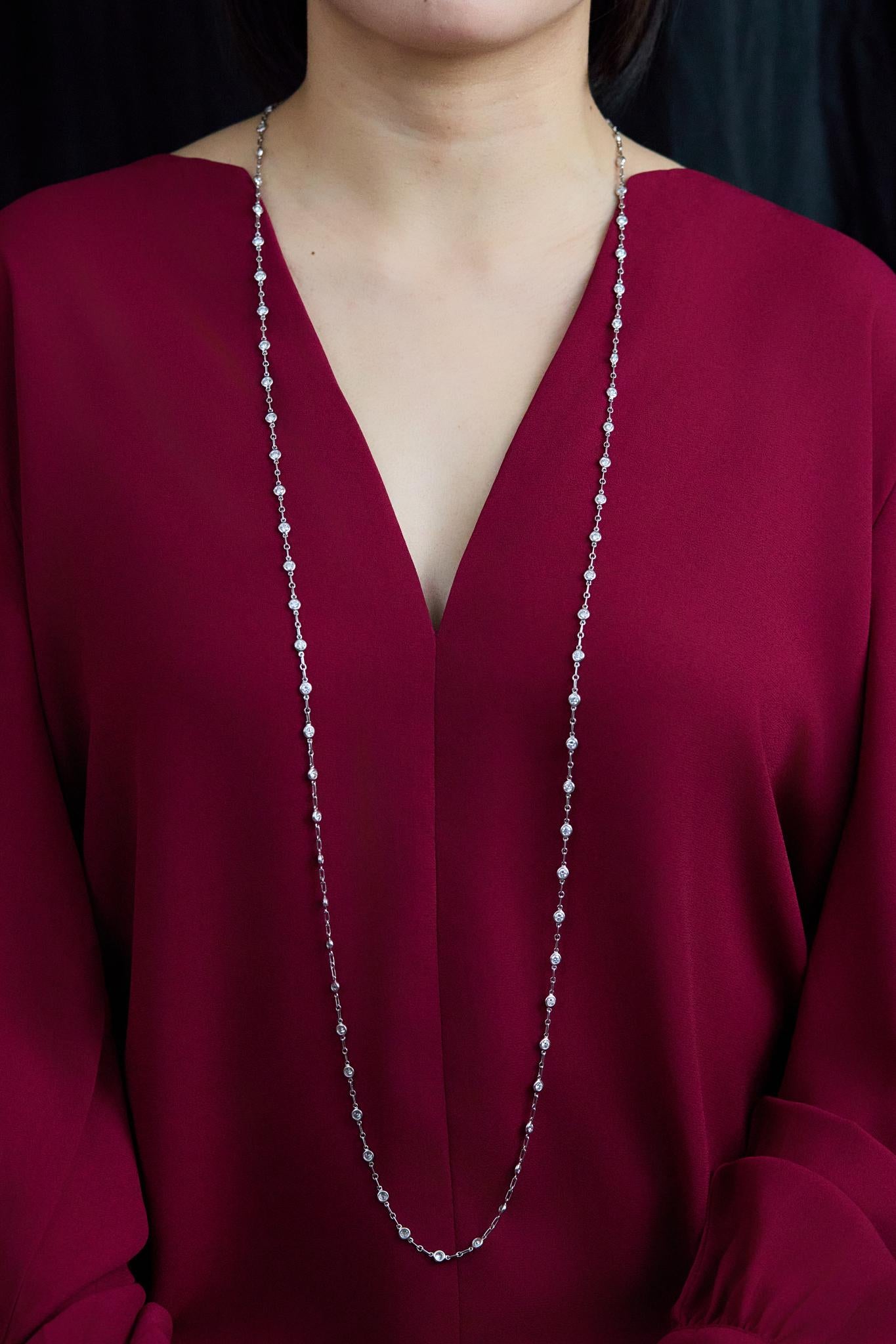 Taglio rotondo Lunghezza dell'opera 8,00 carati totali di diamanti rotondi taglio Brilliante per la collana Yard in vendita