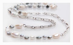 Akoya, Keshi, and South Sea Pearls on a White Gold Chain