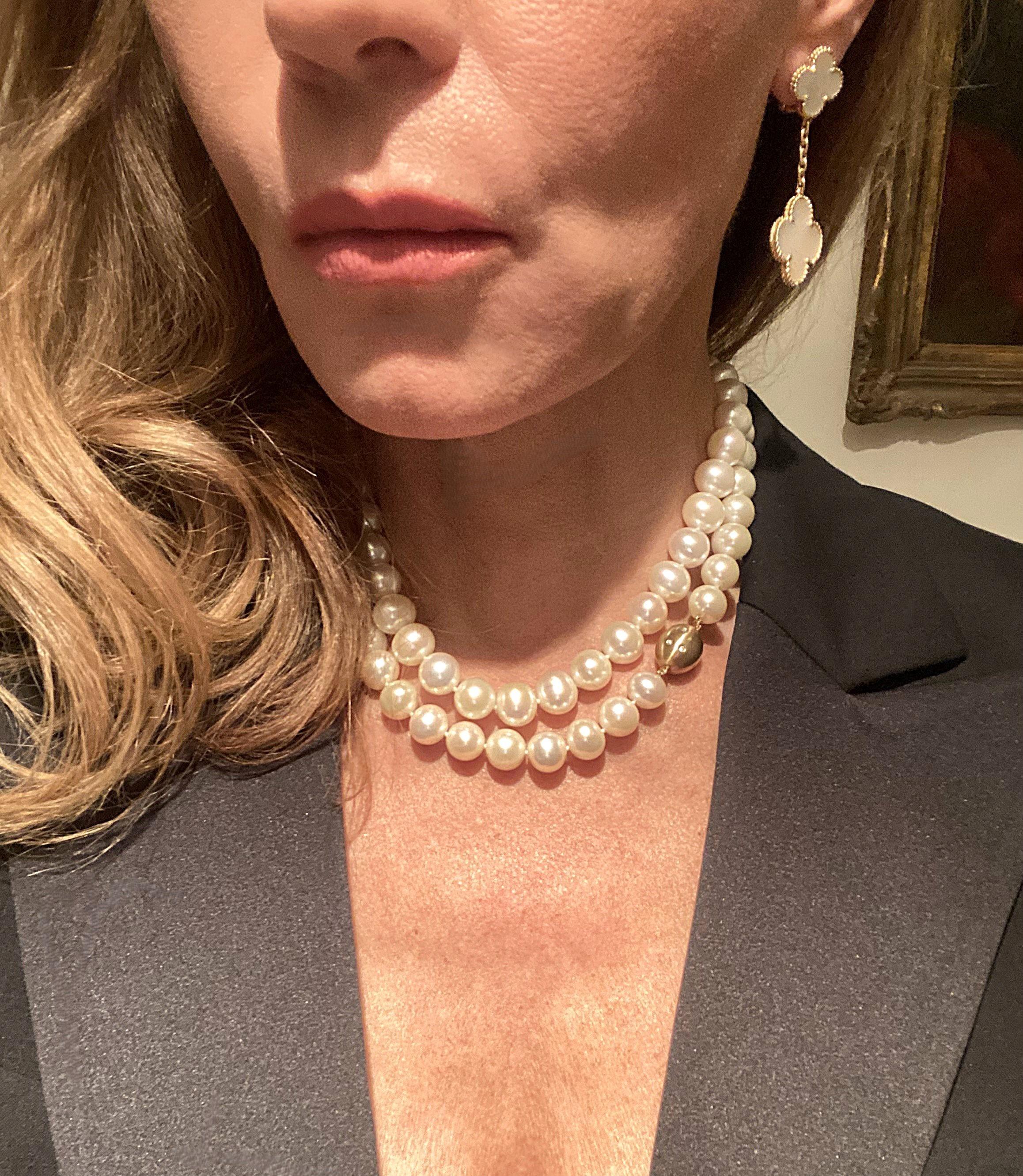 da uomo o donna Collana Opera con perle e diamanti in oro 18 carati in vendita