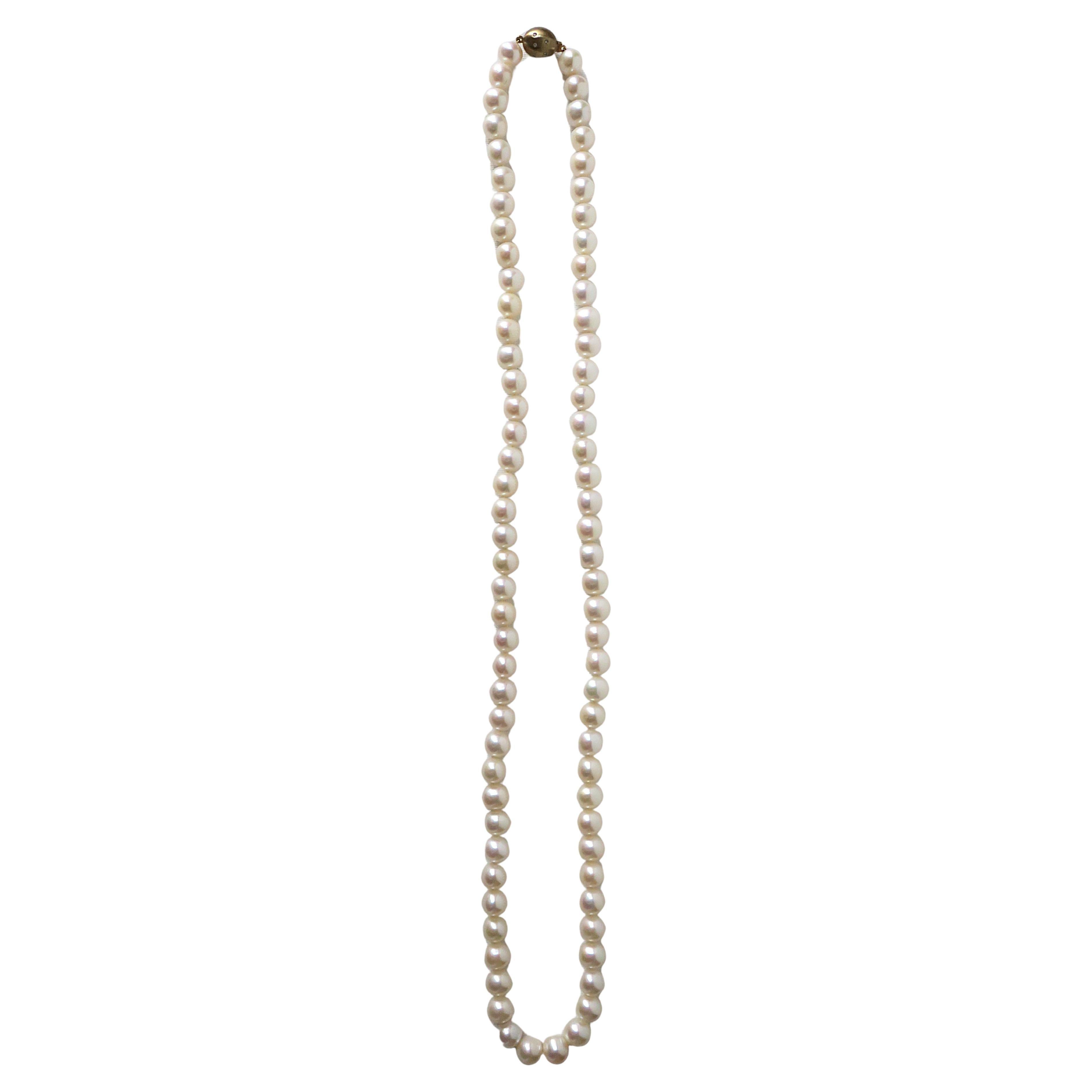 Opera Length Pearl Diamond 18-Karat Gold Necklace