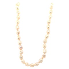 Opera Length Pearl Necklace 31 Inch Pink/White Strand of Pearls Elongated