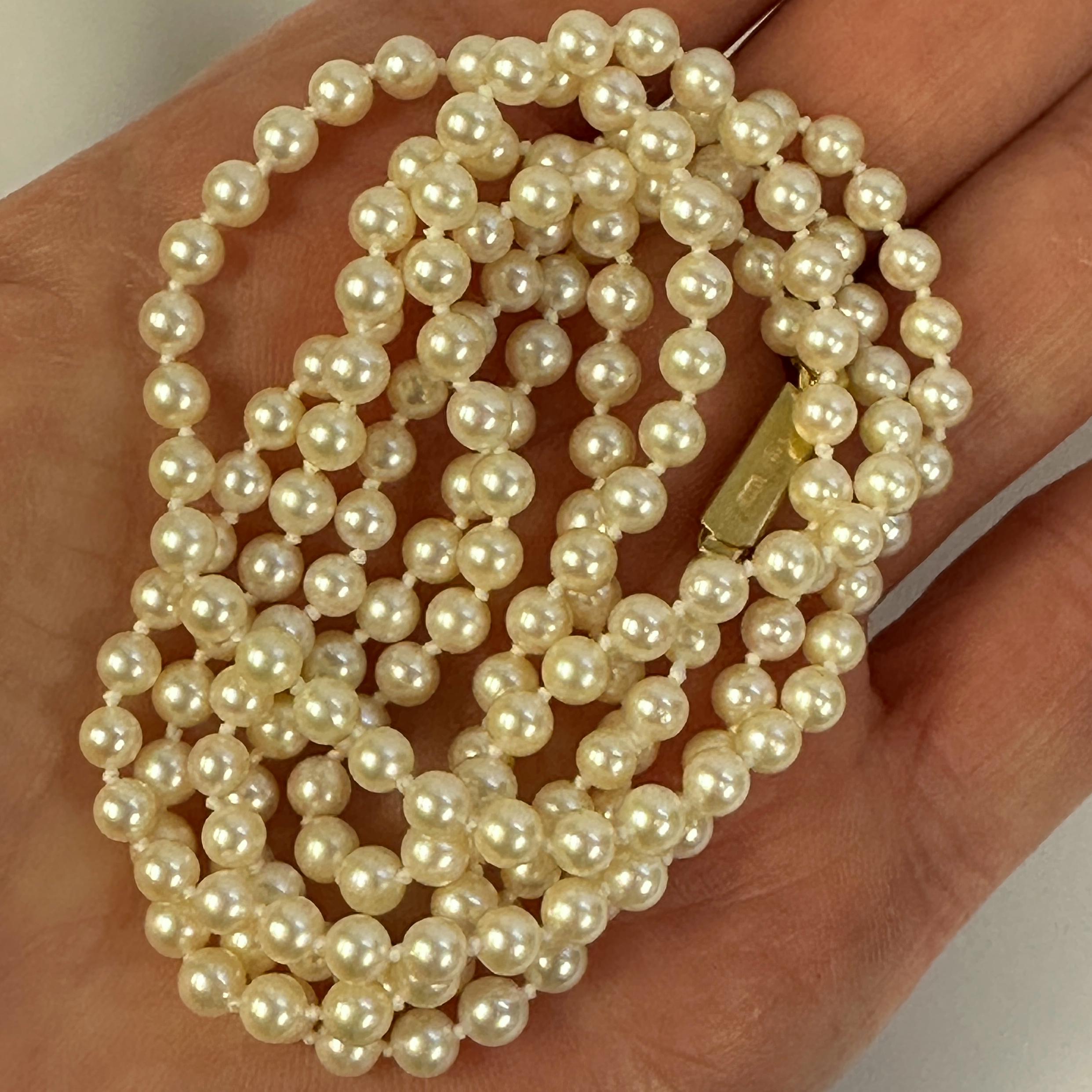 Opera Length Strand of Japanese Akoya Cultured Pearls with 14k Gold Clasp 4