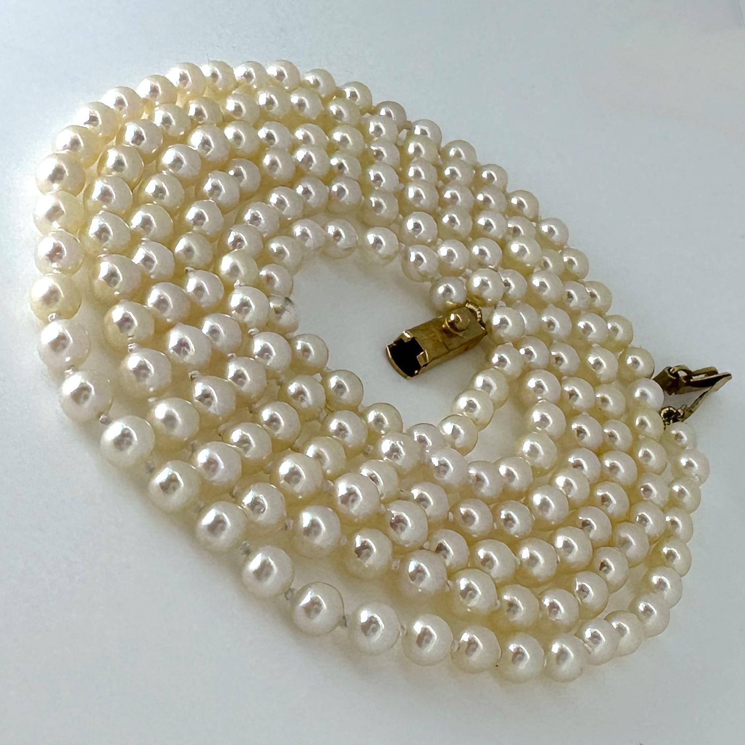 Opera Length Strand of Japanese Akoya Cultured Pearls with 14k Gold Clasp 3