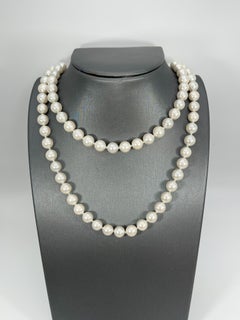 Opera Length White Akoya Pearl Necklace