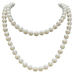 Opera Length White Akoya Pearl Necklace