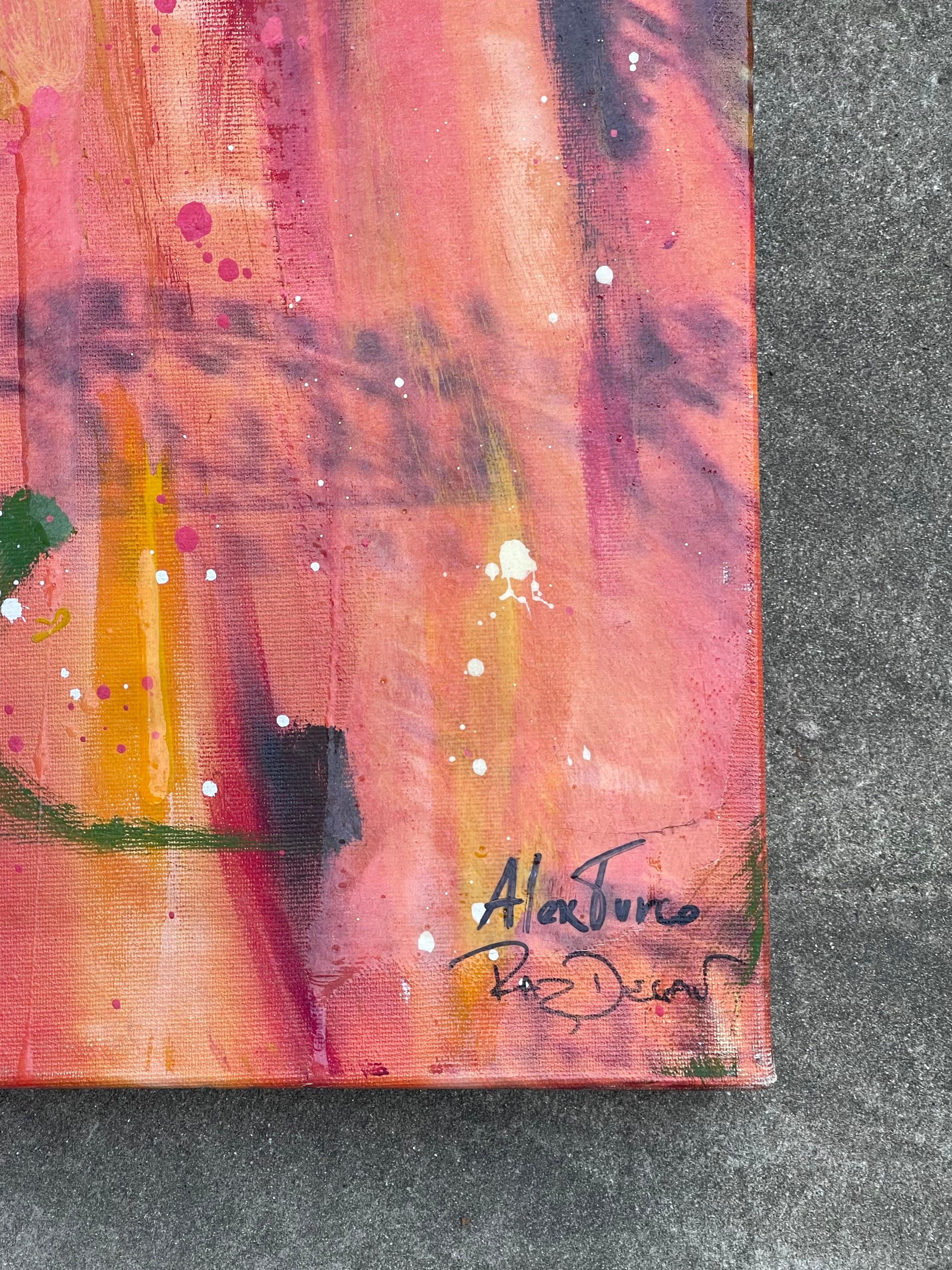 Huilé Opera Moderna, Tecnica Mista Su Tela, Raffigurazione Osho, Alex Turco en vente