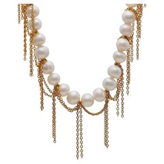 Opera Necklace Freshwater Pearl w/ 18K Gold Plated Stainless Steel Chain