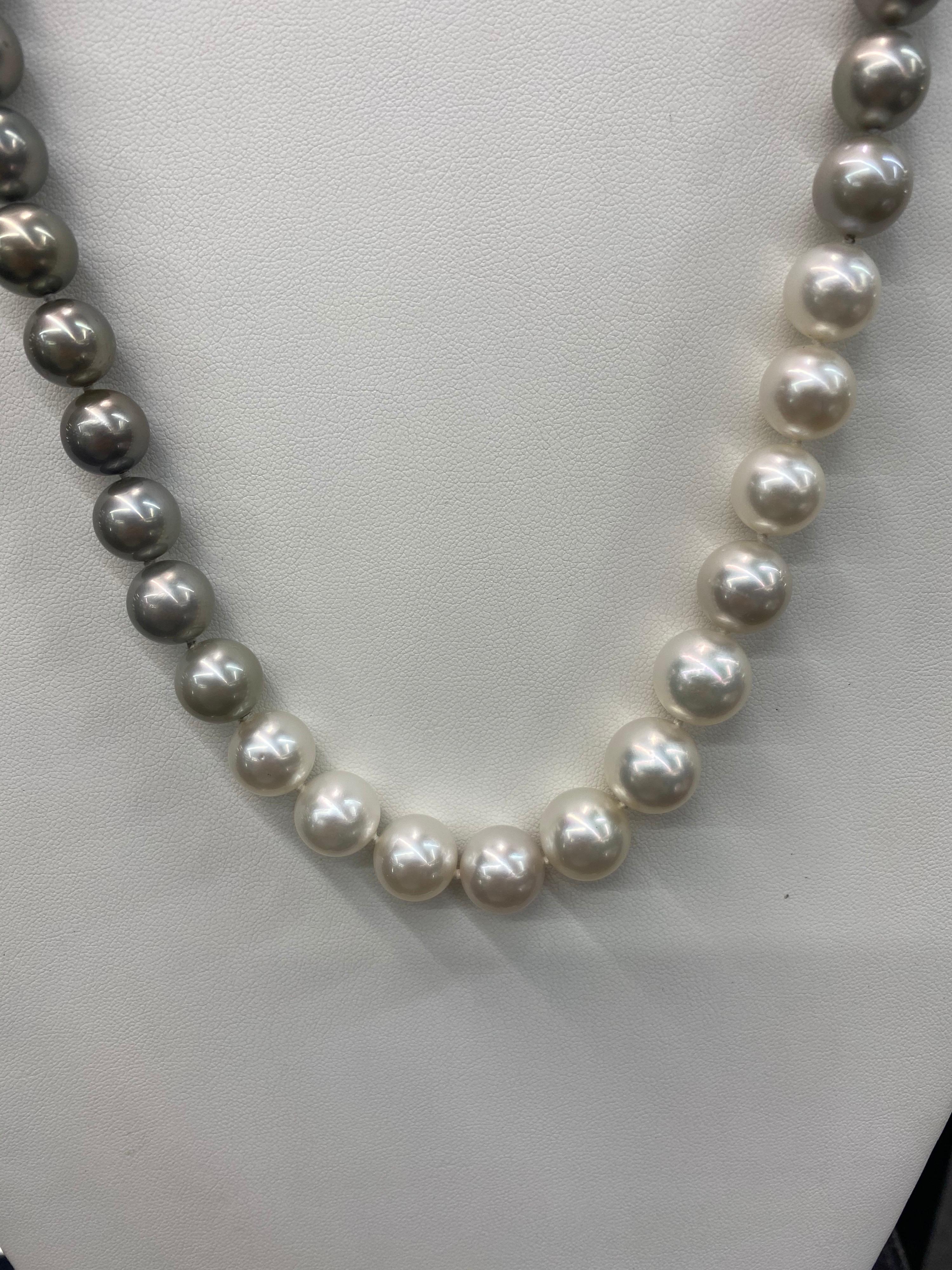 HARBOR D. Opera Ombre South Sea and Tahitian Pearl Necklace Diamond Clasp 1