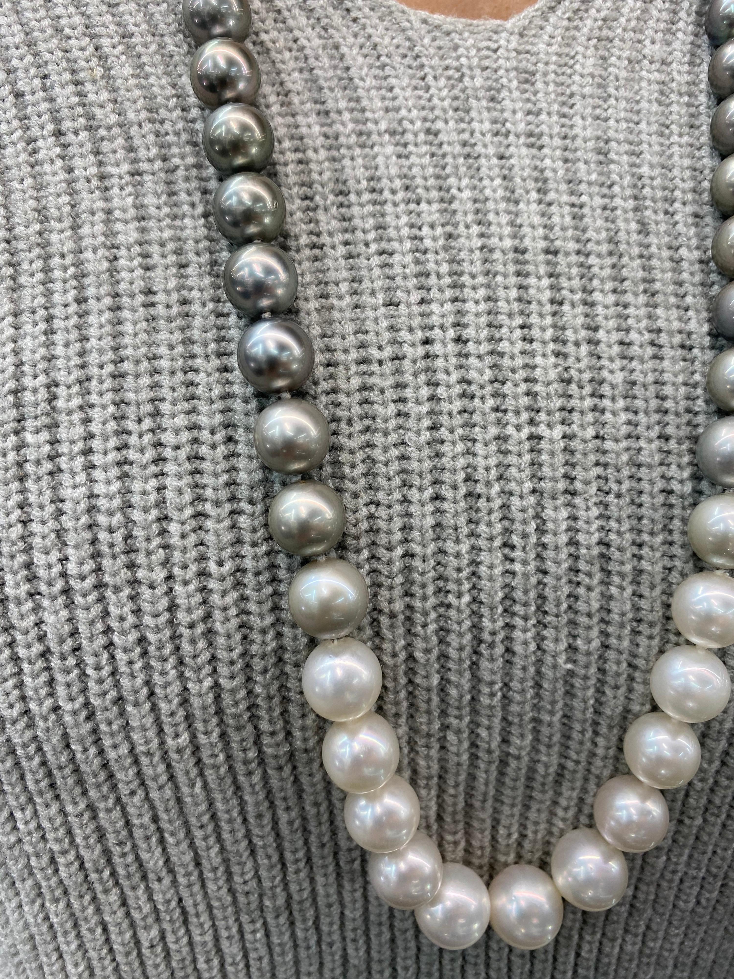 HARBOR D. Opera Ombre South Sea and Tahitian Pearl Necklace Diamond Clasp 5