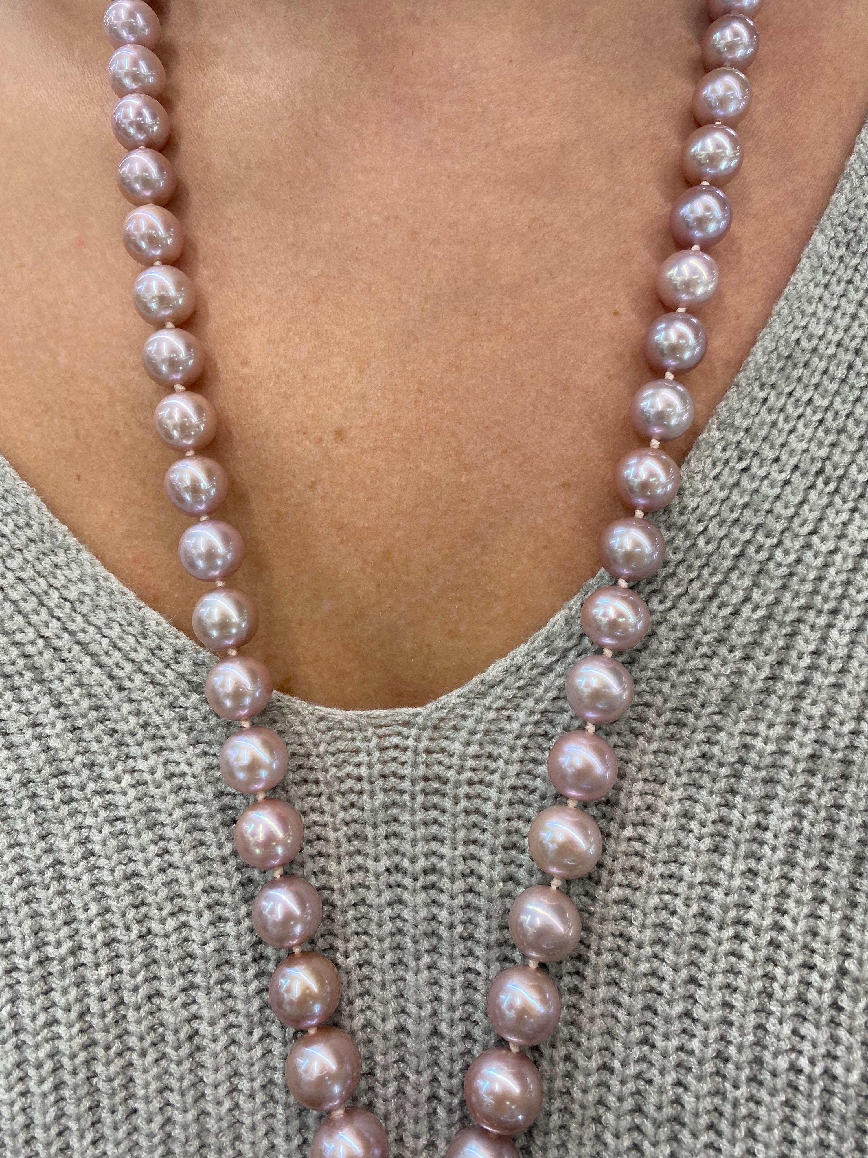 Oper Opera Ombre Südsee Weiß & Süßwasser Rosa Perlen mit Diamanten 3,70 CTS 18K 2
