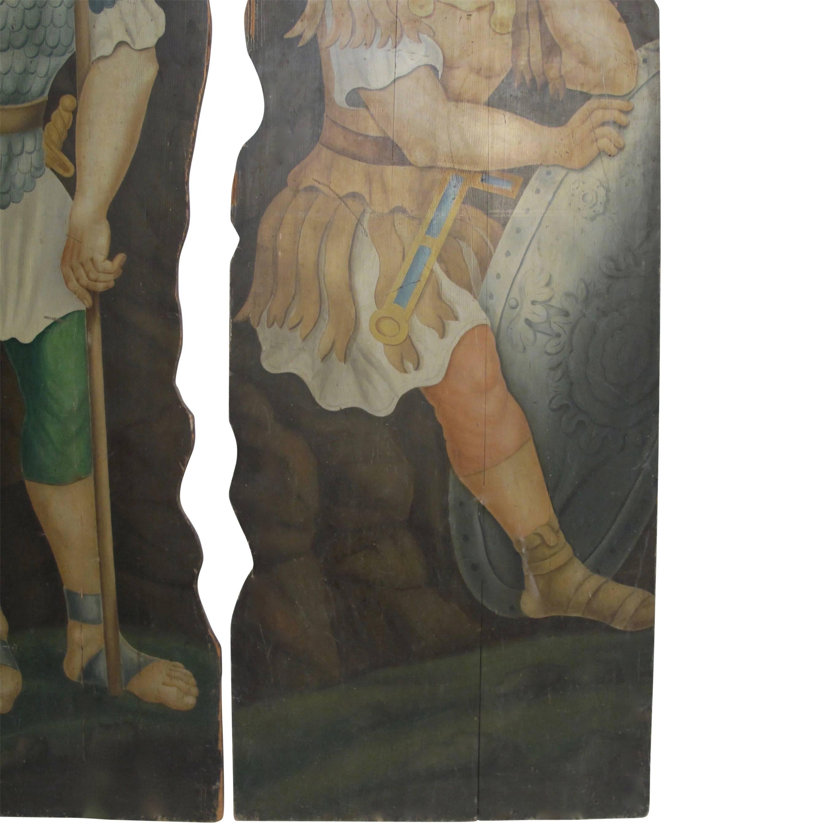 Opera or Theatre Hand-Painted on Wood Dummy Boards, 19th Century In Good Condition For Sale In San Francisco, CA