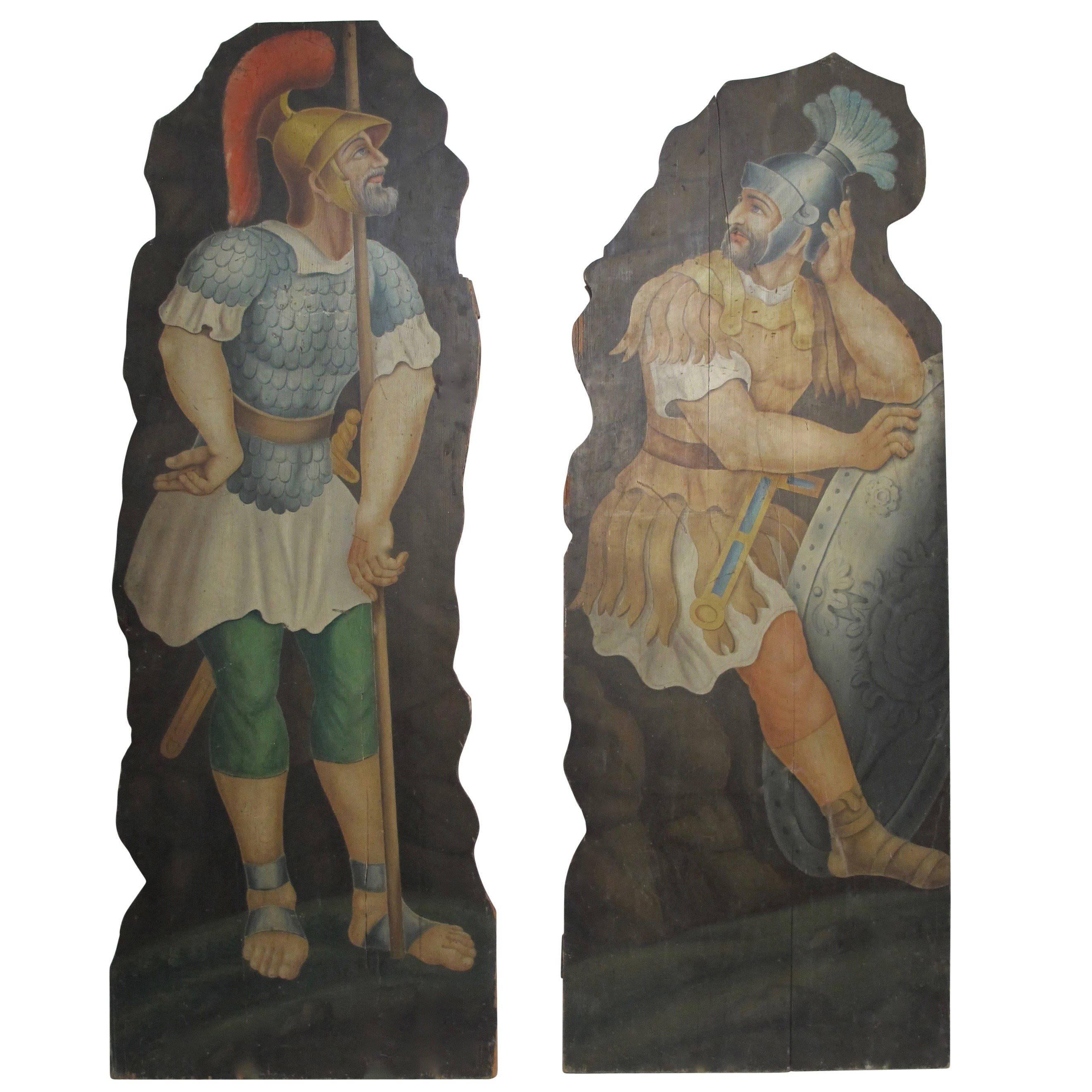 Opera or Theatre Hand-Painted on Wood Dummy Boards, 19th Century