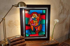 Original work "Madonna" - S.F. Di Biase, 1974 - Enamel on glass