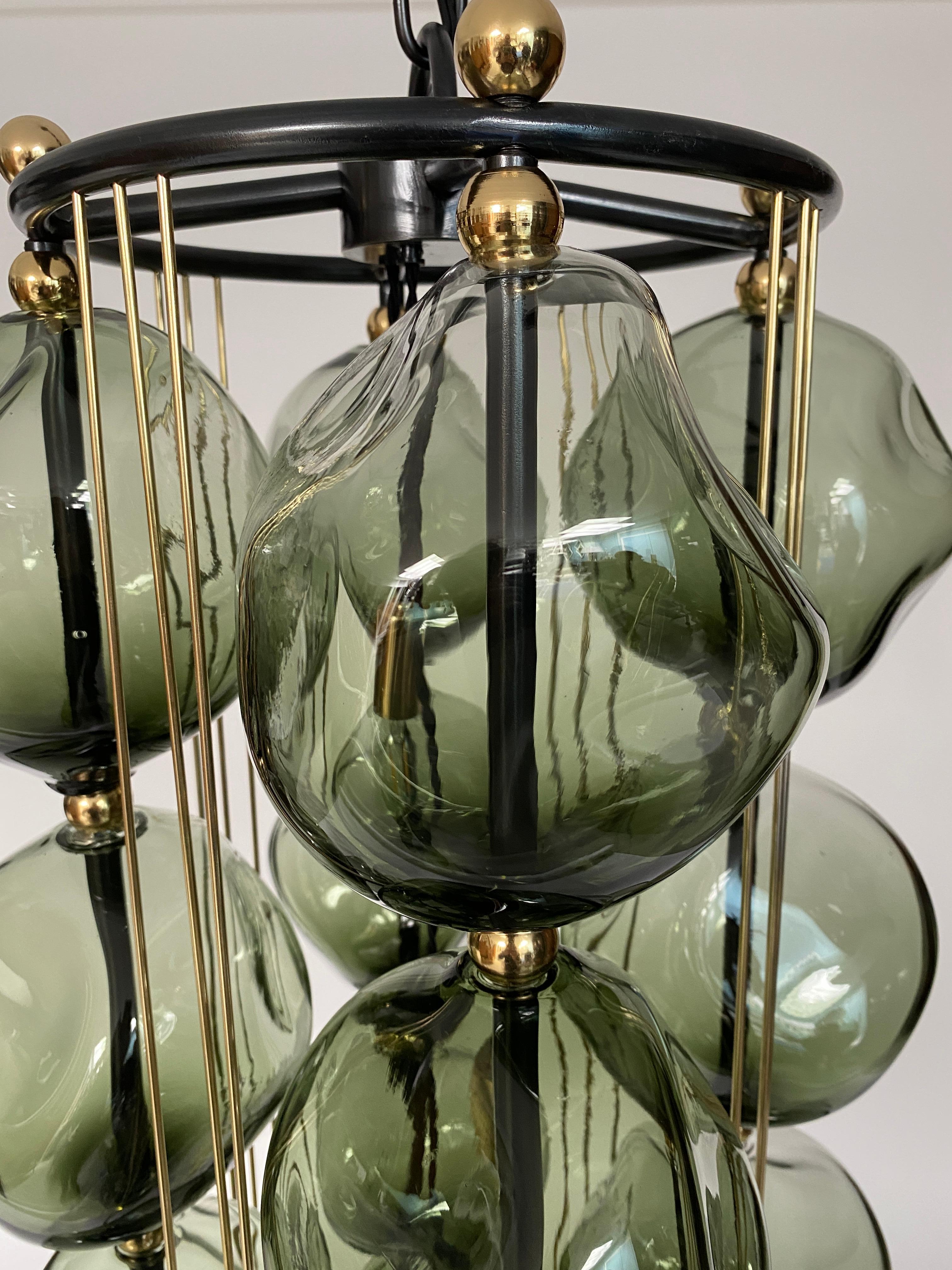 Contemporary Opera Prima Chandelier by Bourgeois Boheme Atelier 'Eel Green Glass' For Sale