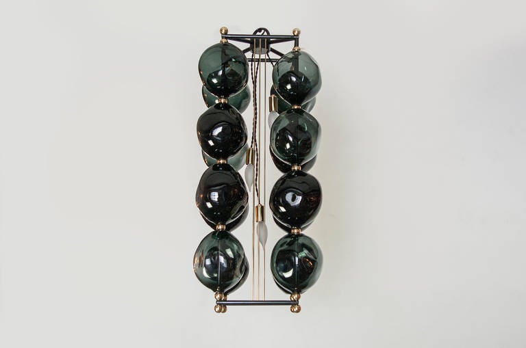 Opera Prima Chandelier with Black Glass by Bourgeois Boheme Atelier In Excellent Condition In Los Angeles, CA
