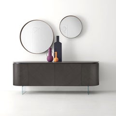 Opera Sideboard in Walnut Canaletto With Glass Base