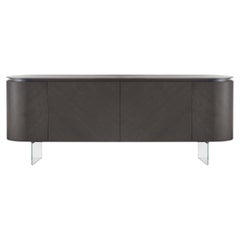 Opera Sideboard in Walnut Canaletto With Glass Base