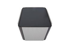 Opera Square Side Table With Ribbed Wooden And Glass Top