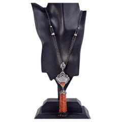Opera Tassel Necklace with Sapphire,Jade,Spinel & Diamonds Made in Gold & Silver