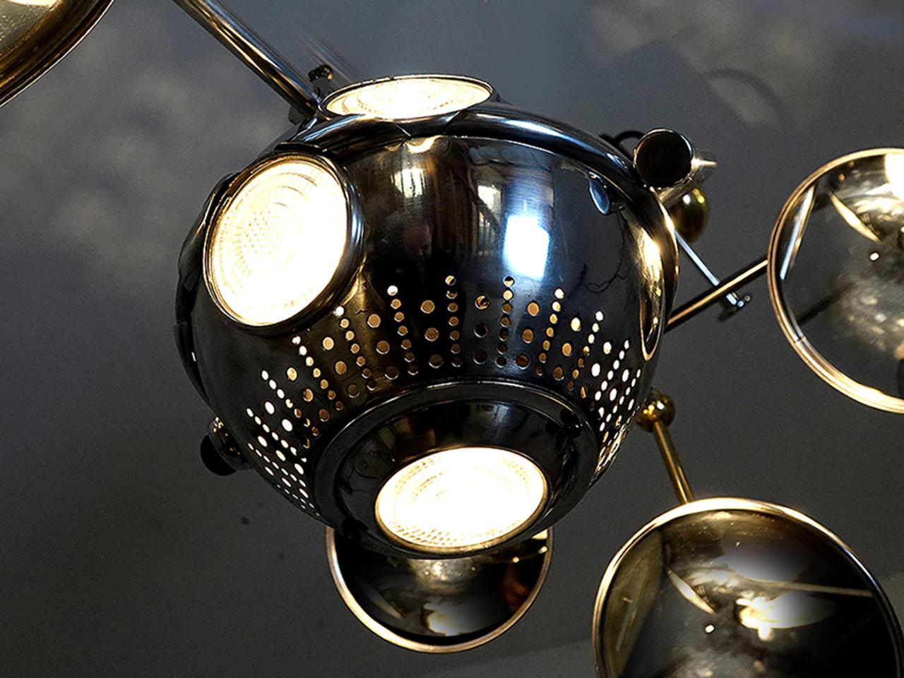 Some consider this lamp the “Holy Grail” of Industrial lighting and typical of the rare odd objects and lamps you will find on my web pages. You can’t make a more dramatic visual statement than this lamp! The 12 inch aluminum ball head has five