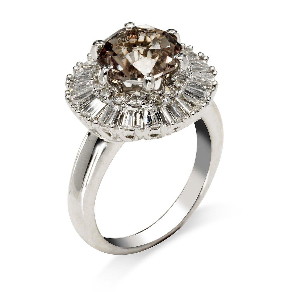 Ophelia is a beautiful diaspore ring created by Mike Nekta in NYC. 

Center Stone: Natural Color Change Diaspore

Carat Weight: 3.22

Shape: Round

Metal: 14K White Gold

Diamonds: F Color, VS, 1.28 ct total

Size: Can be adjusted to any size

Made