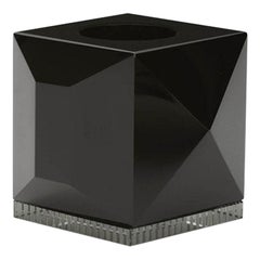 Ophelia Black Crystal T-Light Holder, Hand-Sculpted Contemporary Crystal