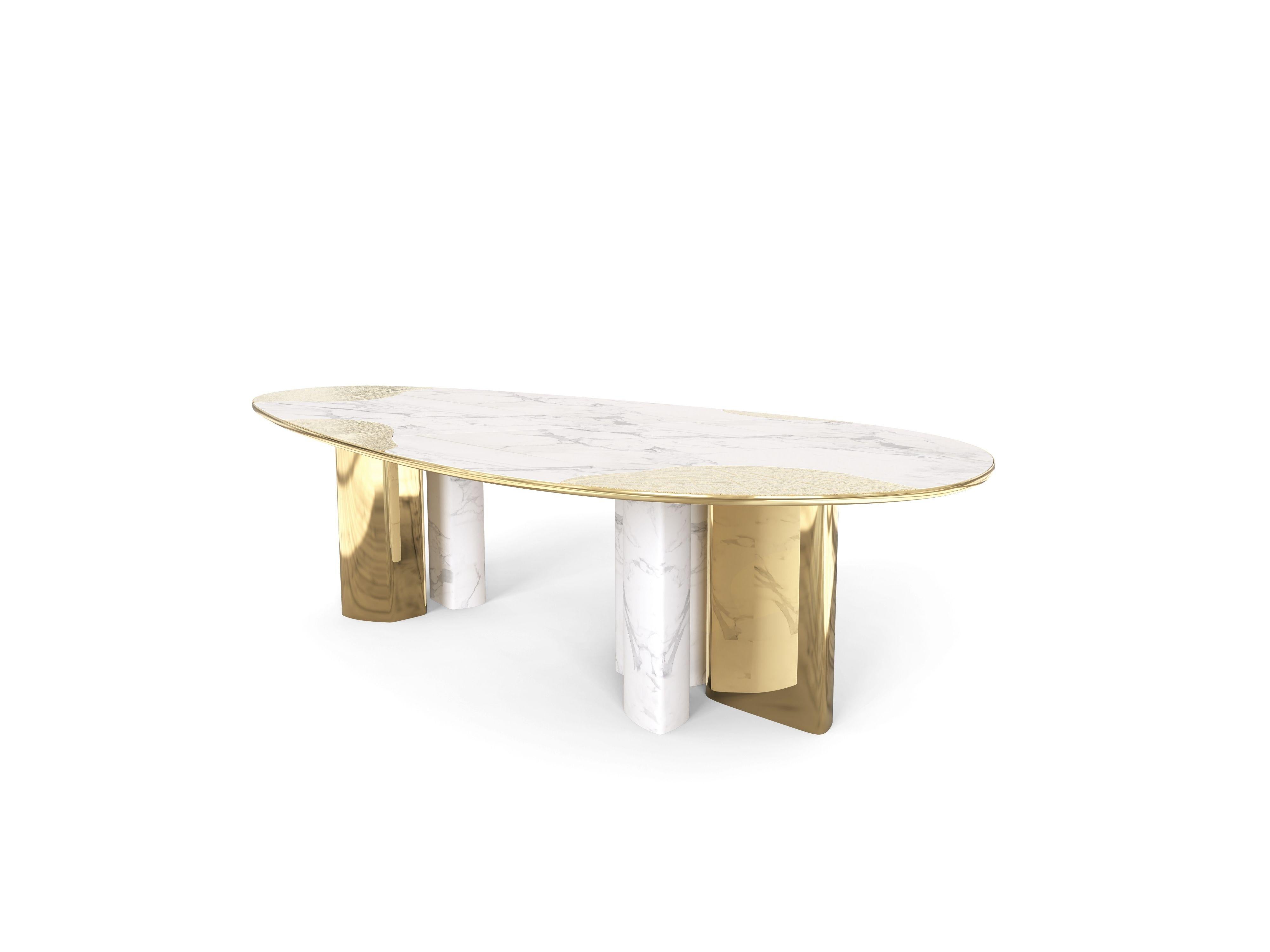 Table de salle à manger Ophelia - Marbre de Carrare fait main - Boca do Lobo Neuf - En vente à Rio Tinto, PT