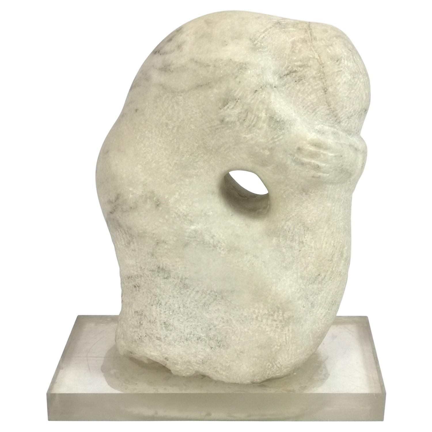 "Ophelia" Marble Sculpture on Acrylic Base by Sculptist Maria Osvath, 1970s