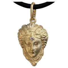 "Ophelia" Pendant or Charm in 18 Karat Yellow Gold w Old Cut Diamond Accent