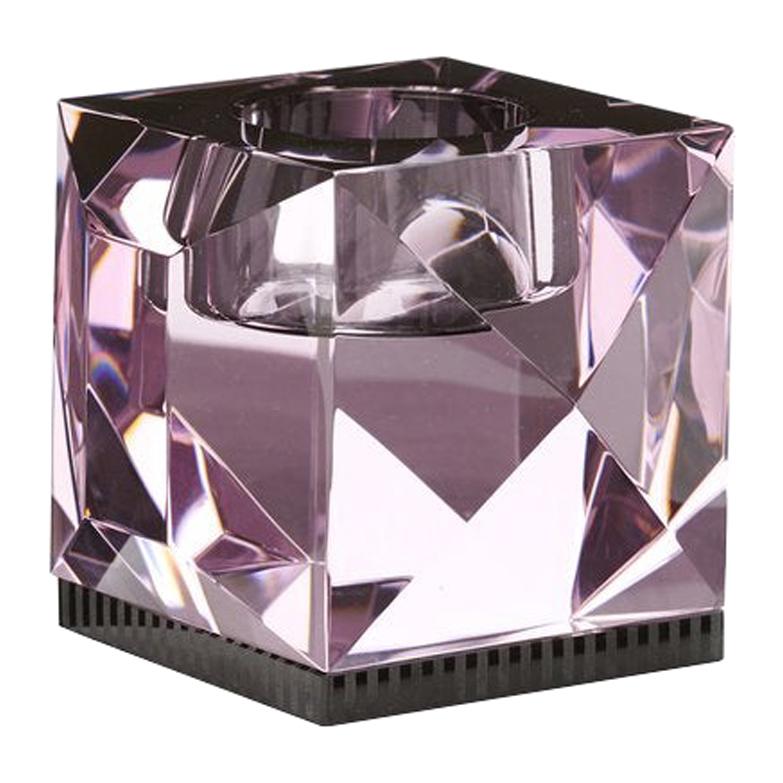 Ophelia-T-Lichthalterung aus Rosenkristall, handgeformtes zeitgenössisches Kristall im Angebot