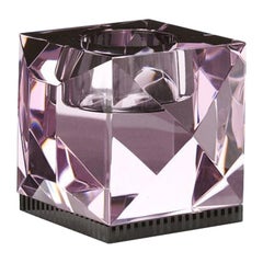 Ophelia-T-Lichthalterung aus Rosenkristall, handgeformtes zeitgenössisches Kristall
