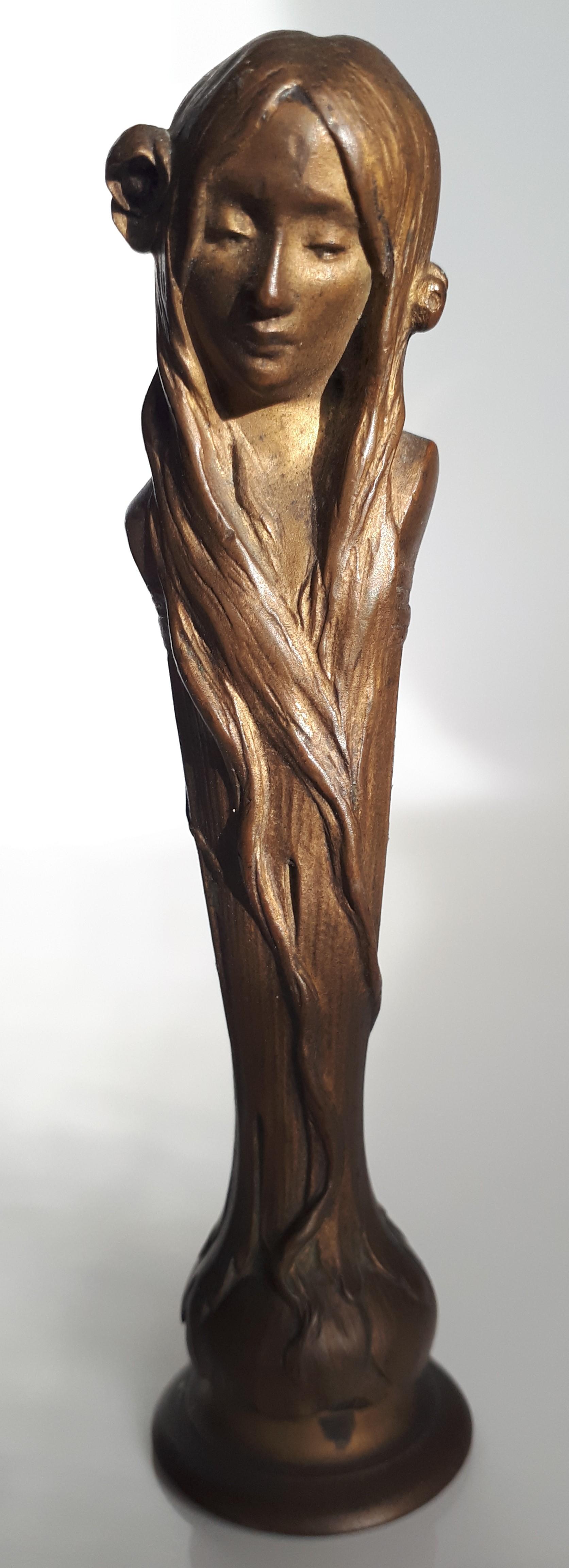 Magnifique cachet en bronze doré représentant Ophélie, personnage de la célèbre pièce de Shakespeare 