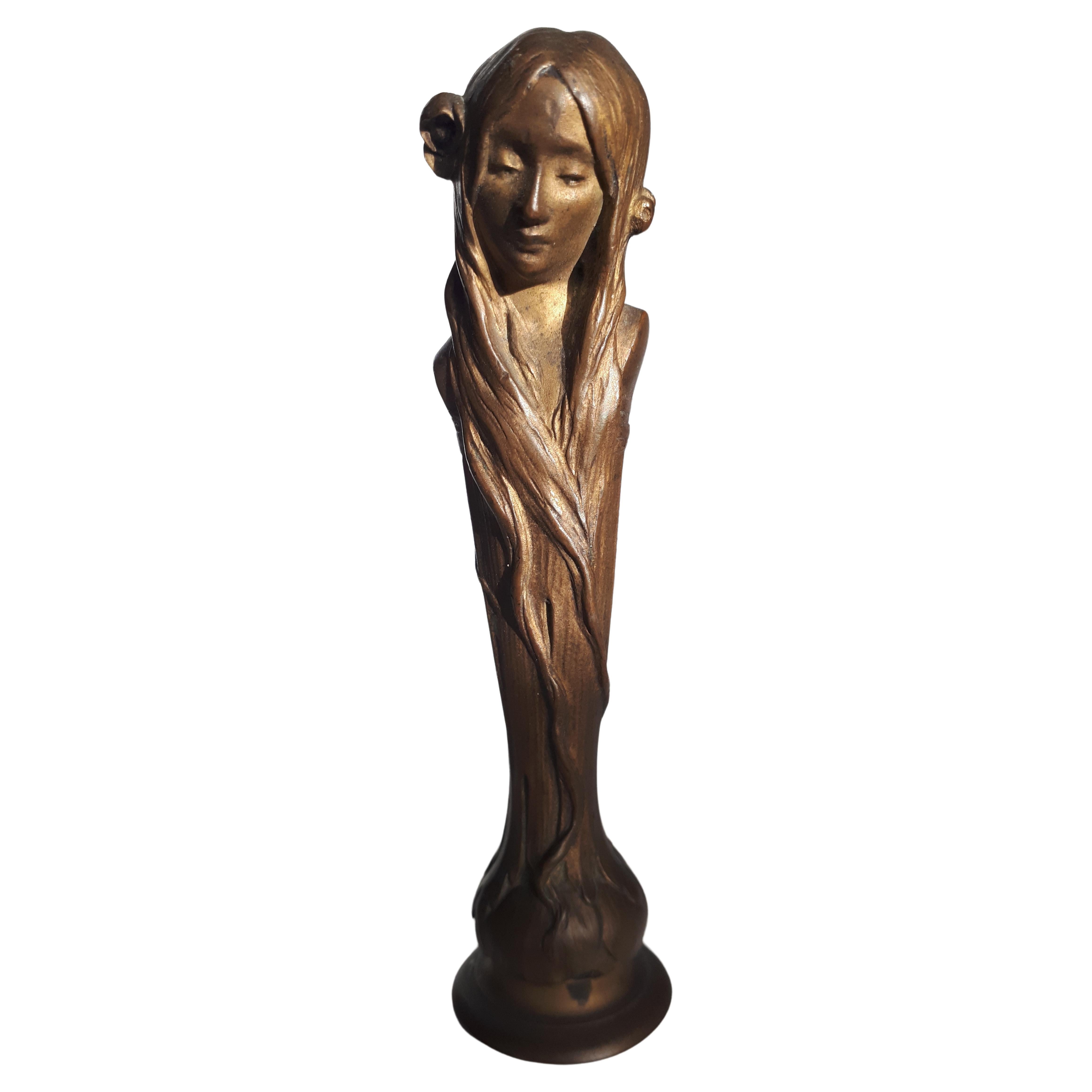 Ophélie, estampille en bronze doré, par Maurice Bouval