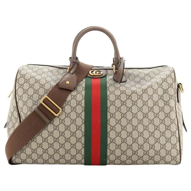 Iconic Gucci Suitcase Coated Canvas GG Logo Leather Soft Luggage Travel ...