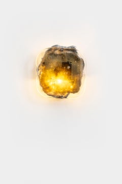 Opia Lamp // 3 wall sconce in glass, brass and aluminium by Wei Xiaoyan