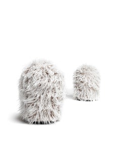 Opinion Ciatti Chummy Frizzy Footstool in White Mélange Synthetic Fur