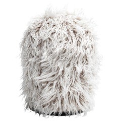 Opinion Ciatti Chummy Frizzy Footstool in White Mélange Synthetic Fur