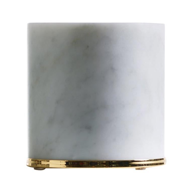 Im Angebot: Meinung Ciatti Fermaporte Zylindrischer Türstopper, White (White Carrara Marble with Gold Hardware)