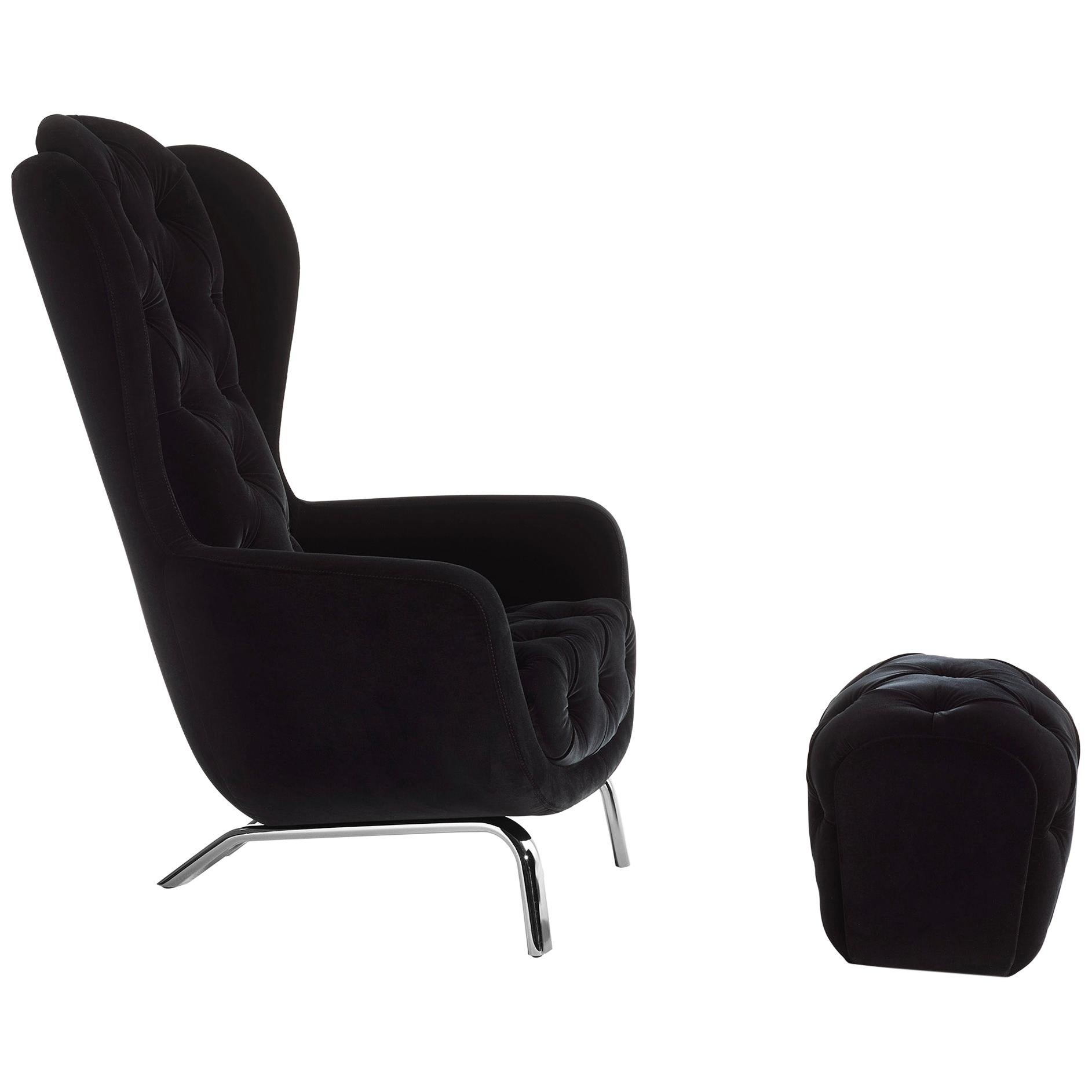 For Sale: Black (Black Velvet) Opinion Ciatti Guelfo Wingback Armchair