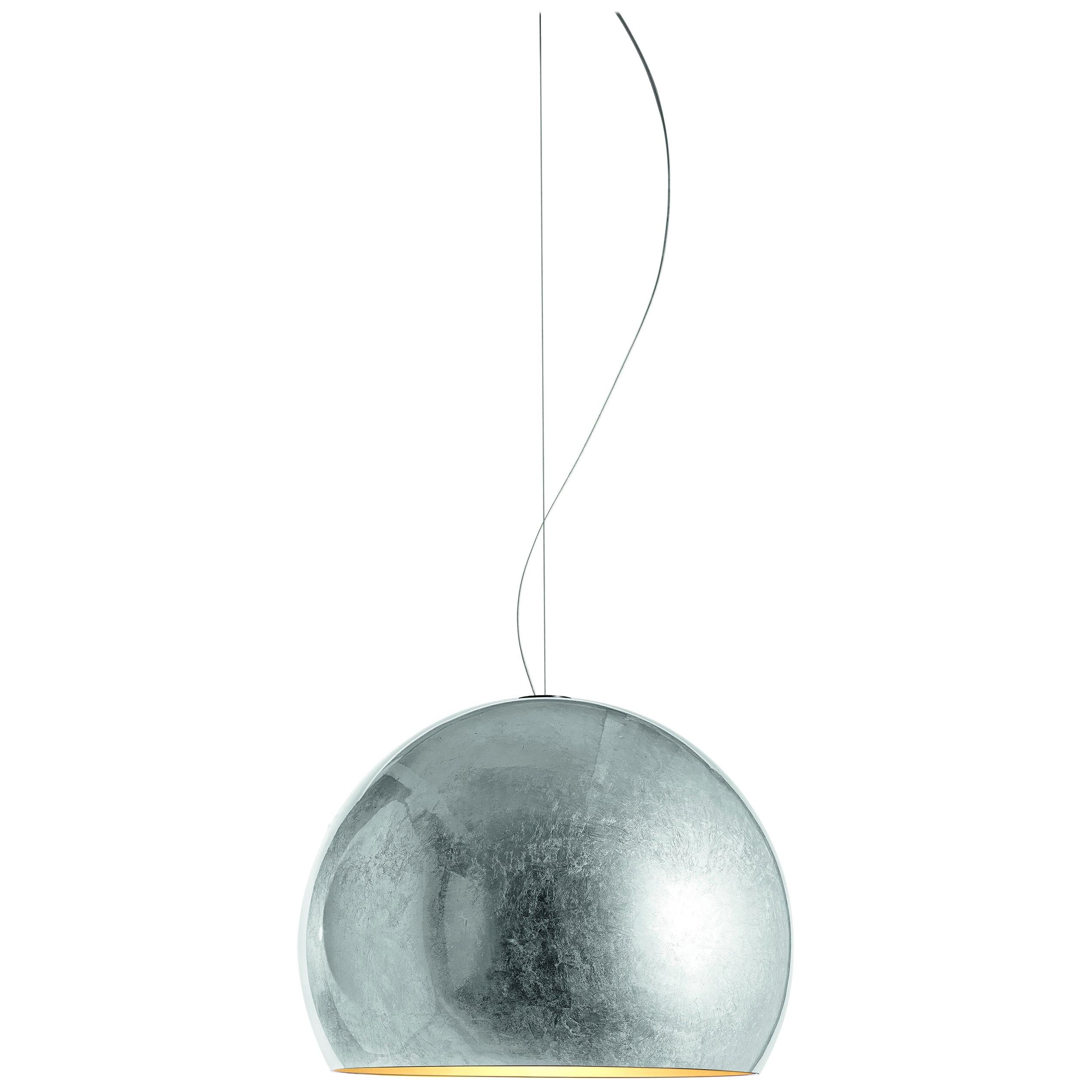 For Sale: Silver (Silver Leaf Exterior with Silver Painted Interior) Opinion Ciatti LAlampada Medium Pendant Lamp