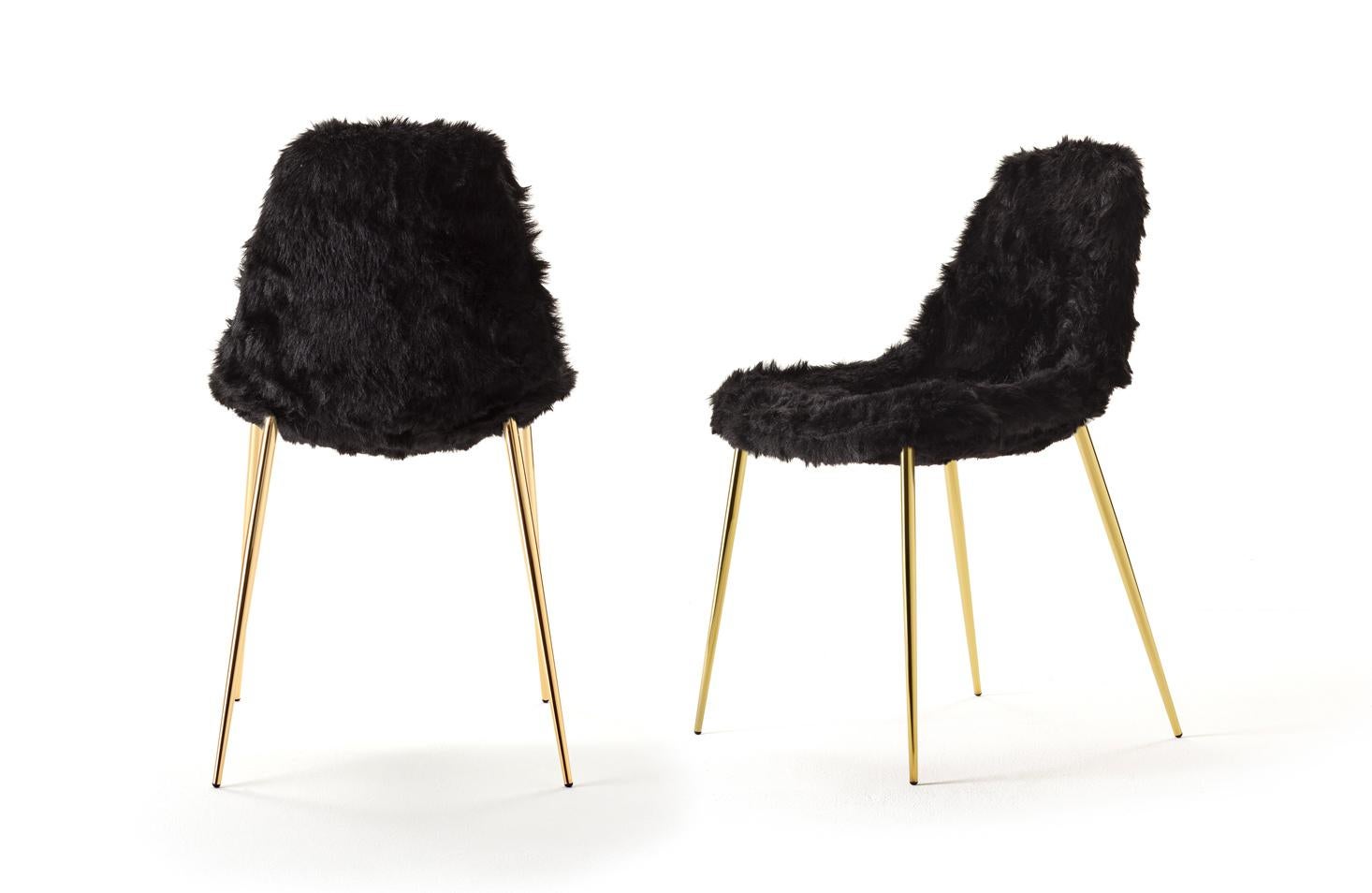 Metal Opinion Ciatti Mammamia Fur Non Stackable Chair For Sale