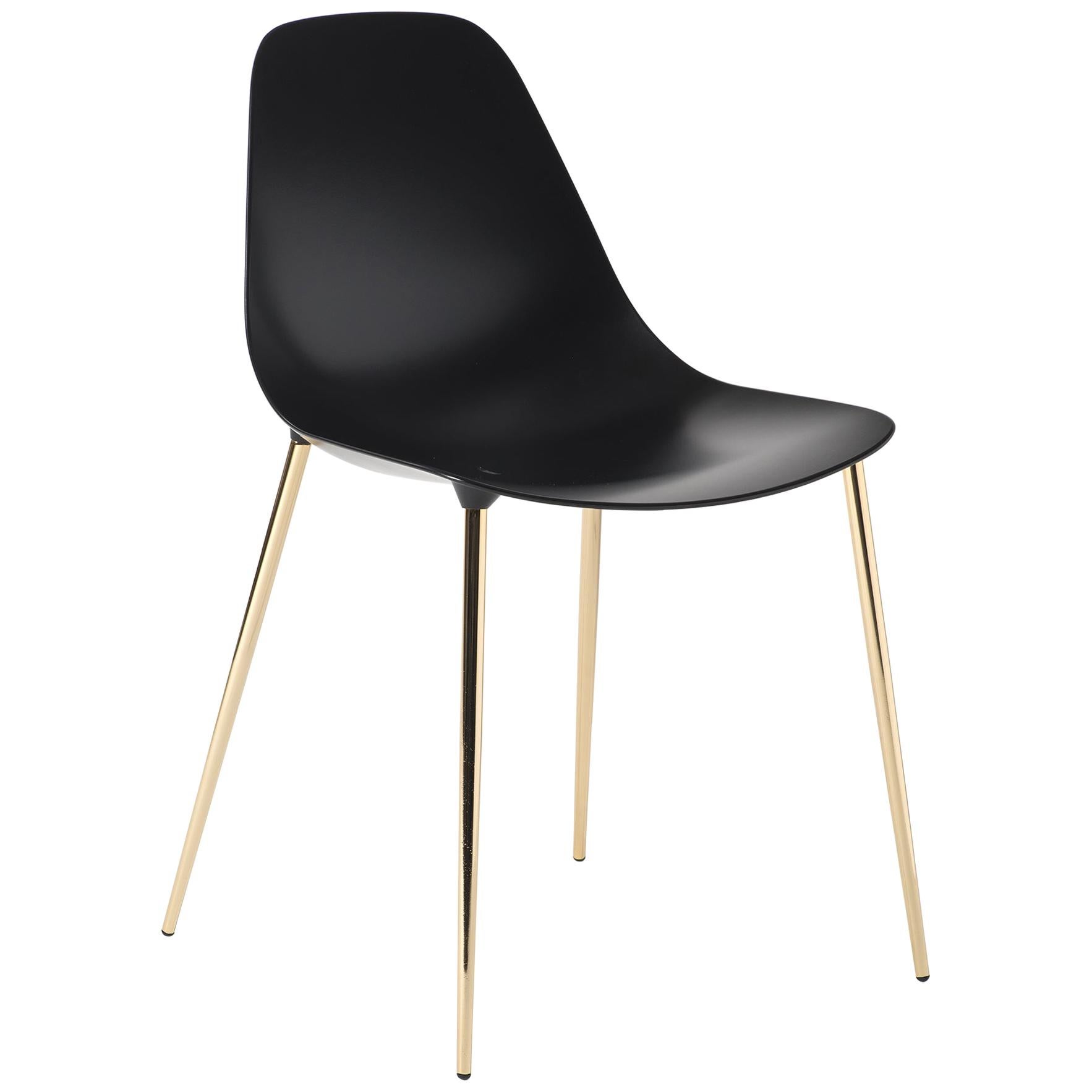For Sale: Black (Black with Gold Structure) Opinion Ciatti Mammamia Non Stackable Chair, Set of 2