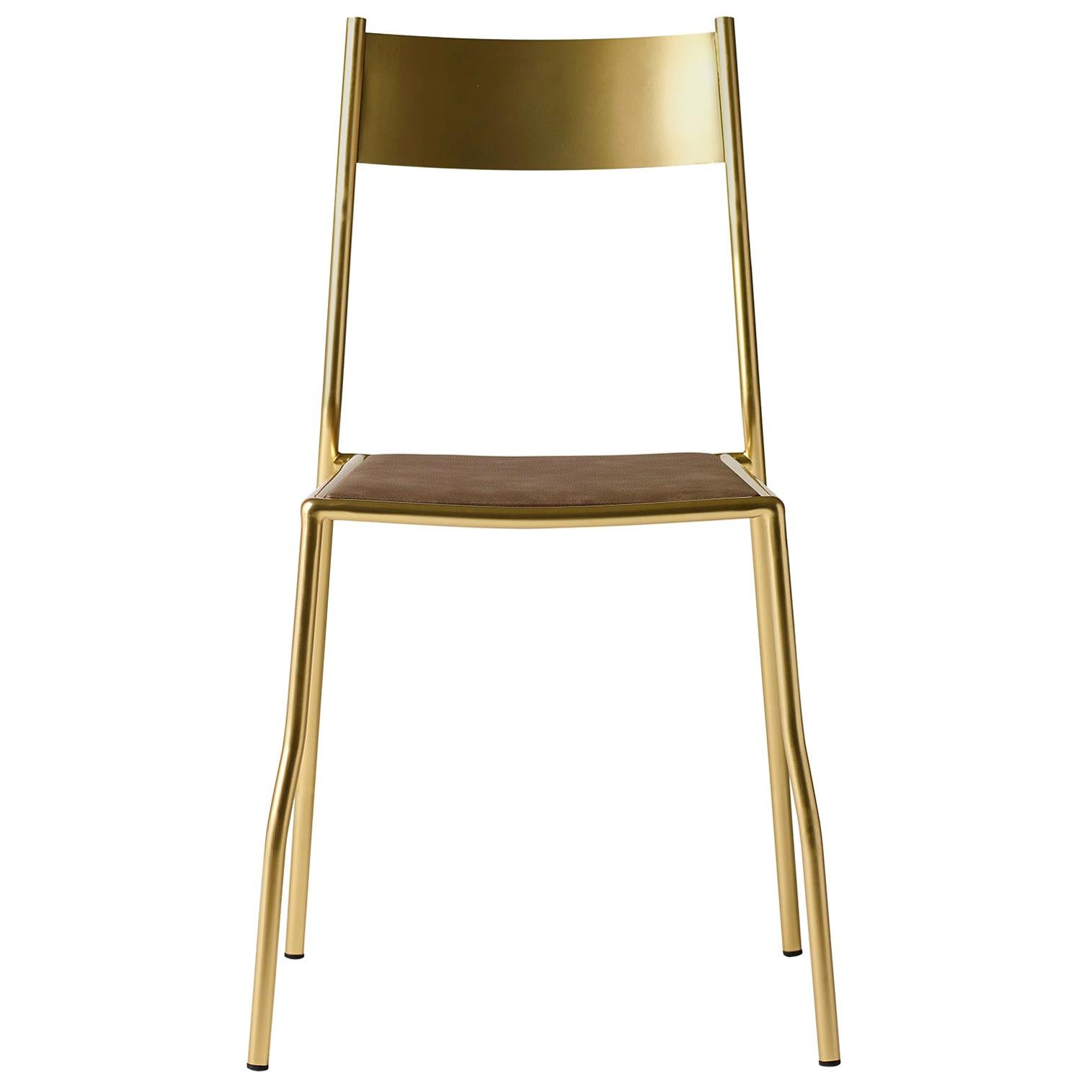 For Sale: Multi (Brown Eco-Leather with Gold Structure) Opinion Ciatti Primasedia Chair, Set of 2