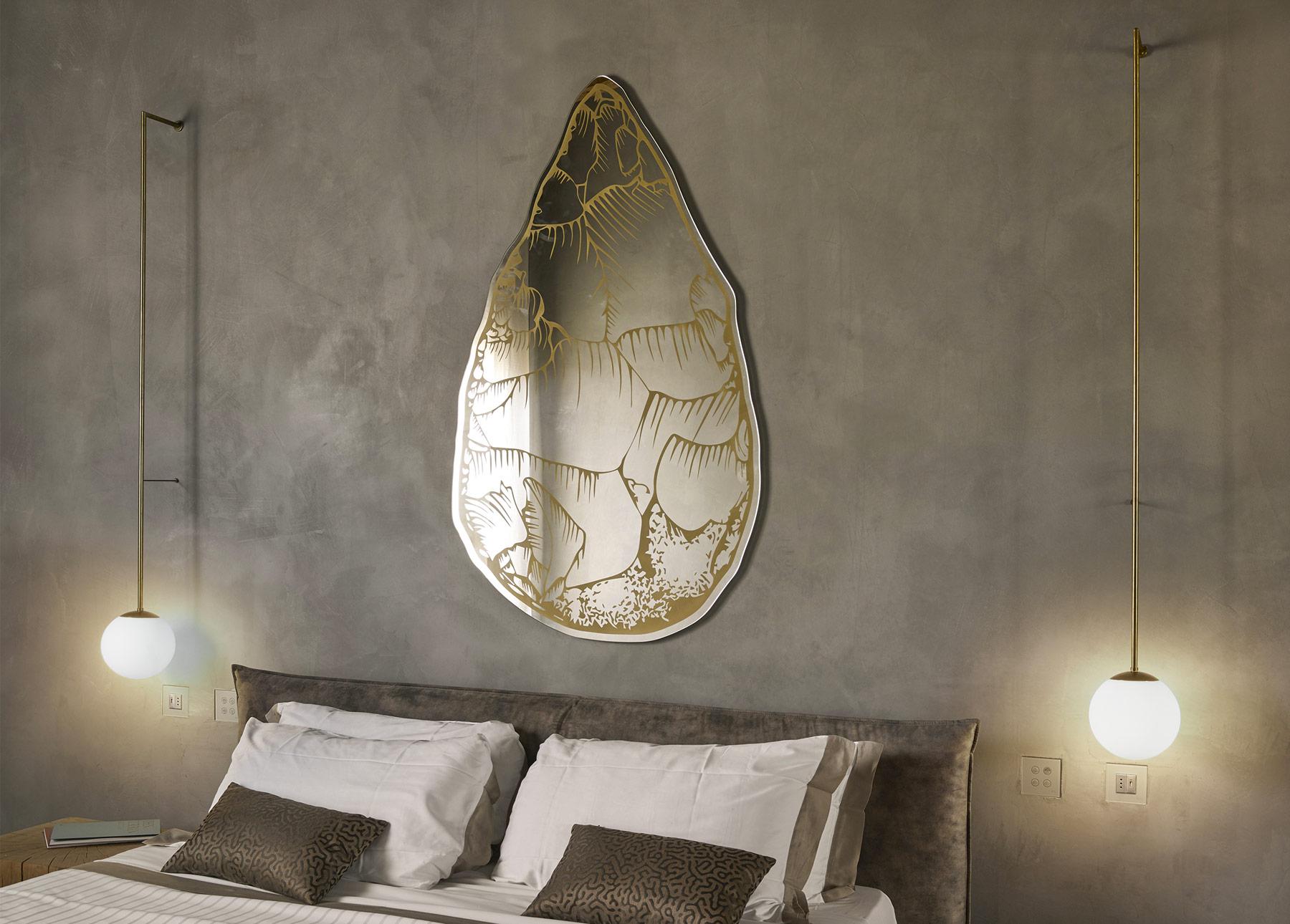 Moderne Opinion Ciatti Selce Miroir avec impression dorée par Marcantonio en vente