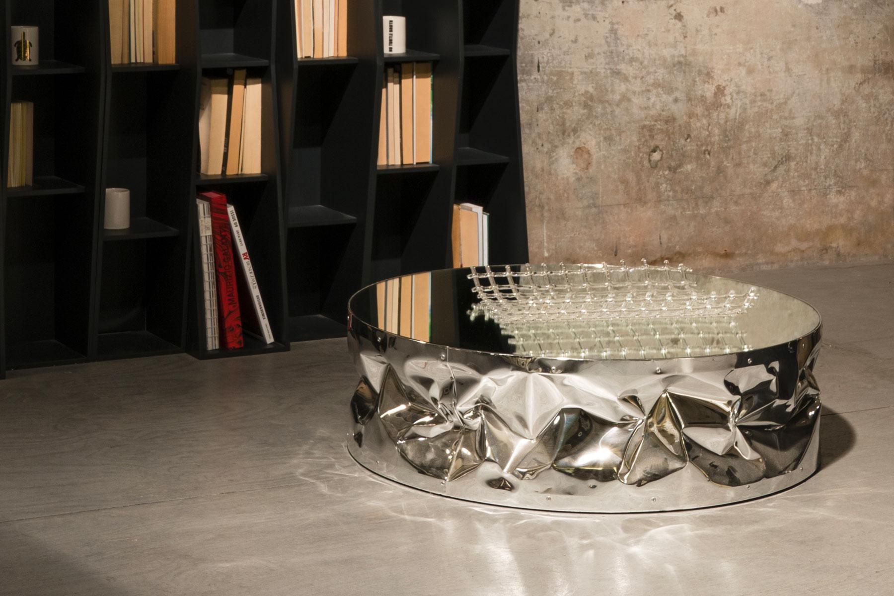 XXIe siècle et contemporain Opinion Ciatti - Grande table Tab.ulone avec plateau en miroir en vente