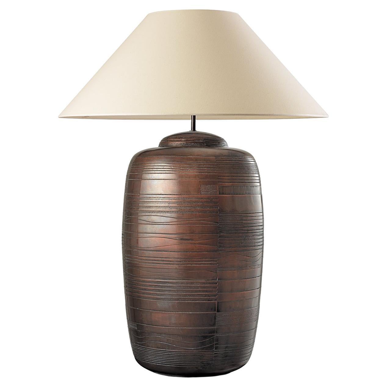 OPIO. Table Lamp in Aged Brass, Modern Art Deco Design Handmade Shade included For Sale