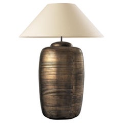 OPIO. Table Lamp in Aged Brass, Modern Art Deco Design Handmade. Shade included