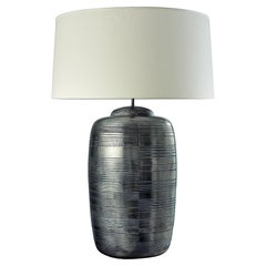 OPIO. Table Lamp in Aged Nickel, Modern Art Deco Design Handmade. Shade included