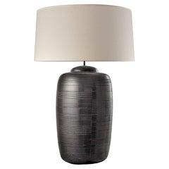 OPIO. Table Lamp in Graphite, Modern Art Deco Design Handmade. Shade included