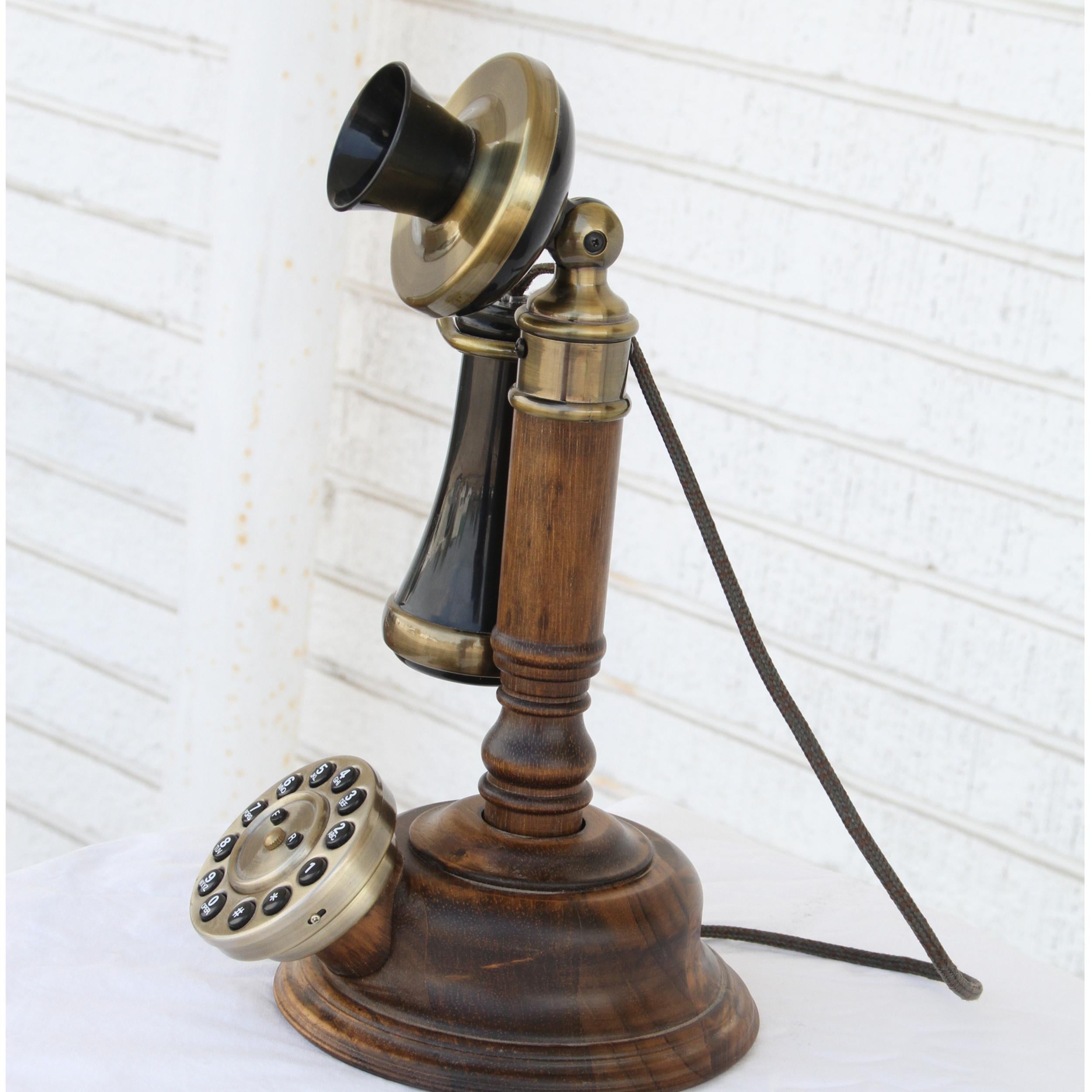 Opis 1921 Kabelholz-Schreibtischphone (Deutsch) im Angebot